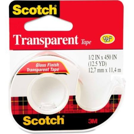 3M Scotch® Transparent Tape in Hand Dispenser, 1/2" x 450", Clear 144